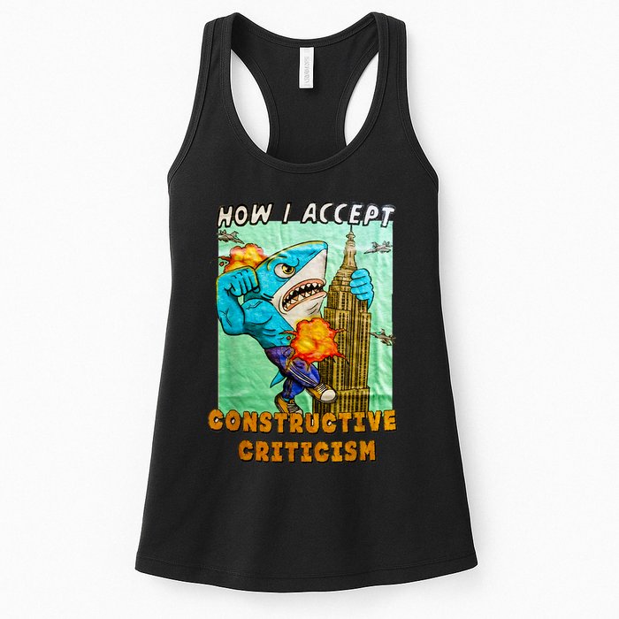 How I Accept Constructive Criticism Auntie Shark Womens Tank Top