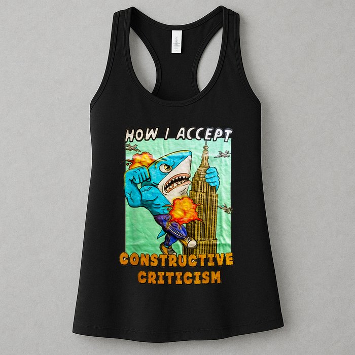 How I Accept Constructive Criticism Auntie Shark Womens Tank Top