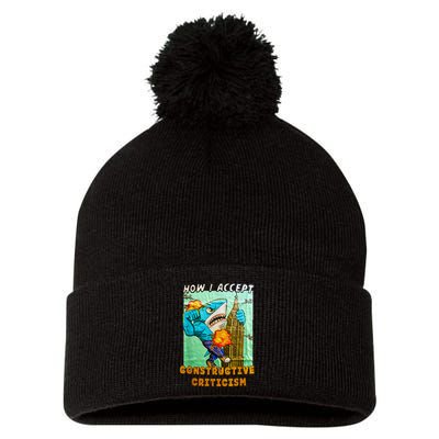 How I Accept Constructive Criticism Auntie Shark Pom Pom 12in Knit Beanie