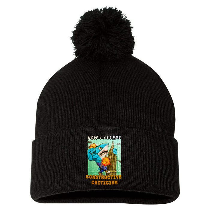 How I Accept Constructive Criticism Auntie Shark Pom Pom 12in Knit Beanie