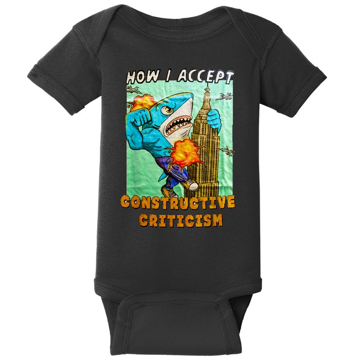 How I Accept Constructive Criticism Auntie Shark Baby Bodysuit