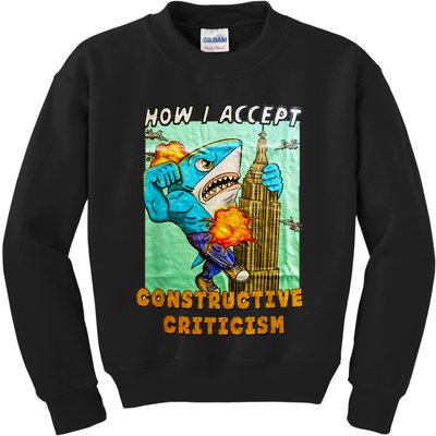How I Accept Constructive Criticism Auntie Shark Kids Sweatshirt