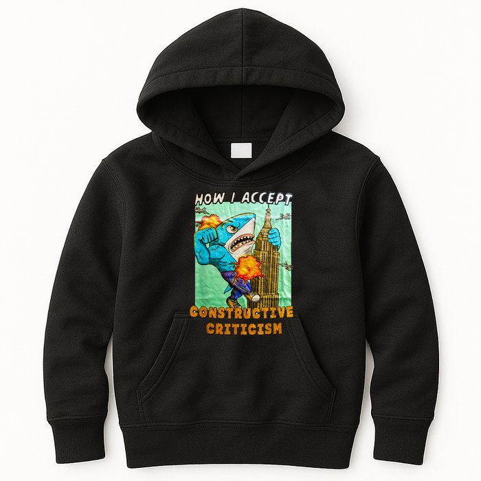 How I Accept Constructive Criticism Auntie Shark Kids Hoodie
