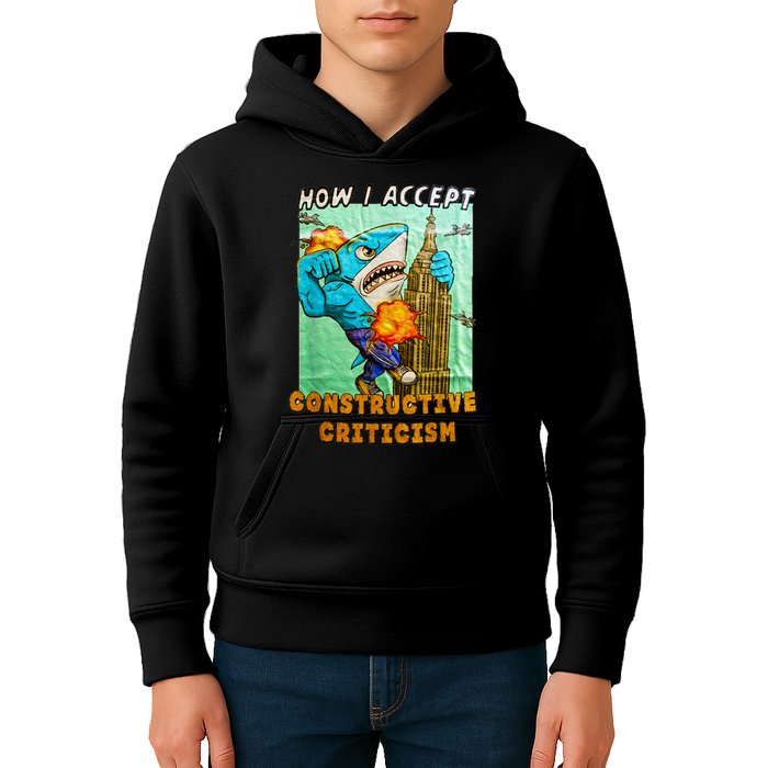 How I Accept Constructive Criticism Auntie Shark Kids Hoodie