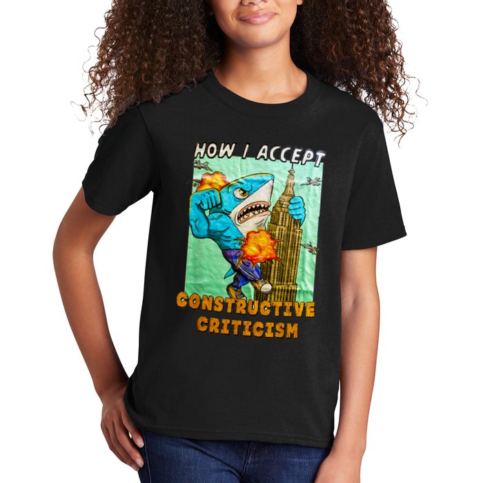 How I Accept Constructive Criticism Auntie Shark Kids T-Shirt