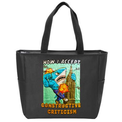 How I Accept Constructive Criticism Auntie Shark Zip Tote Bag