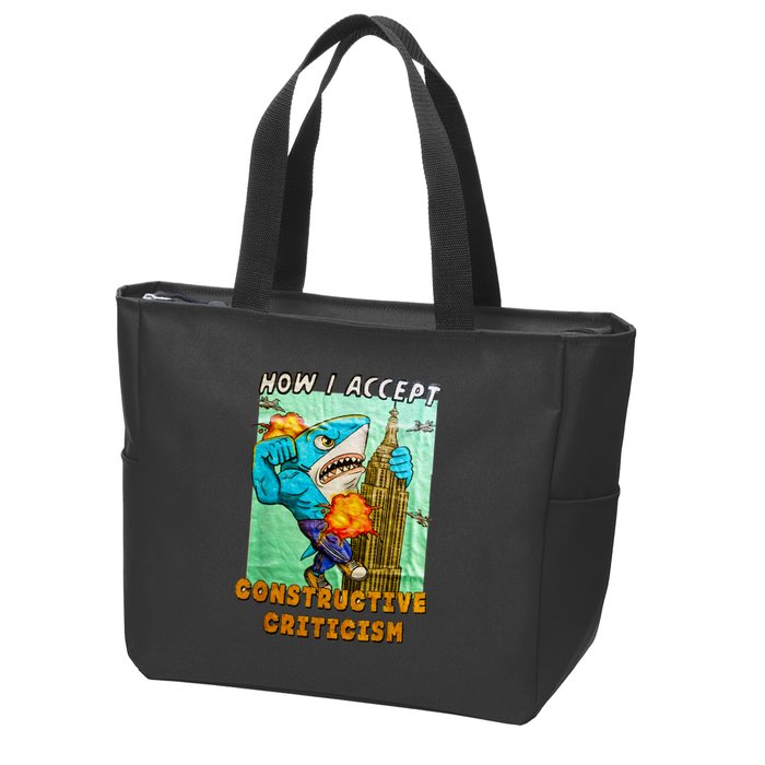 How I Accept Constructive Criticism Auntie Shark Zip Tote Bag