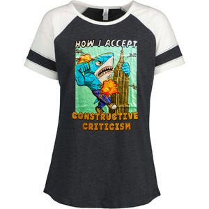 How I Accept Constructive Criticism Auntie Shark Enza Ladies Jersey Colorblock Tee