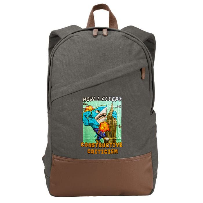 How I Accept Constructive Criticism Auntie Shark Cotton Canvas Backpack