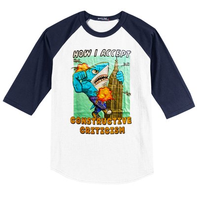 How I Accept Constructive Criticism Auntie Shark Baseball Sleeve Shirt