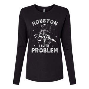 Houston I Am The Problem Space Lovers Astronaut Womens Cotton Relaxed Long Sleeve T-Shirt