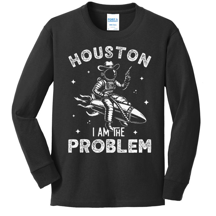 Houston I Am The Problem Space Lovers Astronaut Kids Long Sleeve Shirt