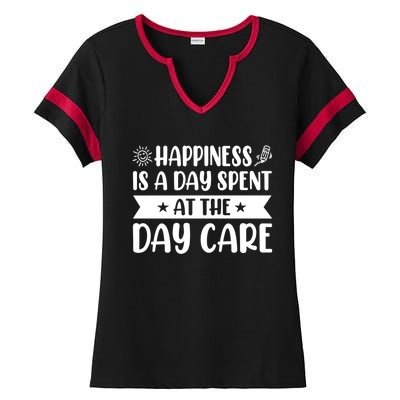 Happiness Is A Day Spent At The Day Care Sitter Daycare Gift Ladies Halftime Notch Neck Tee