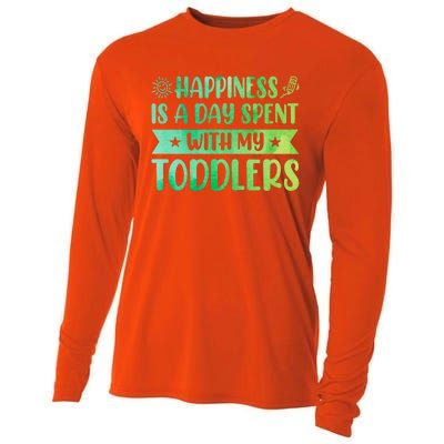 Happiness Is A Day Spent With My Sitter Daycare Gift Cooling Performance Long Sleeve Crew