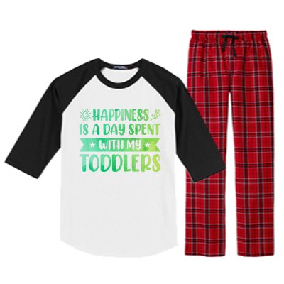 Happiness Is A Day Spent With My Sitter Daycare Gift Raglan Sleeve Pajama Set