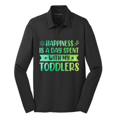 Happiness Is A Day Spent With My Sitter Daycare Gift Silk Touch Performance Long Sleeve Polo