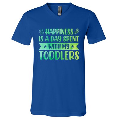 Happiness Is A Day Spent With My Sitter Daycare Gift V-Neck T-Shirt