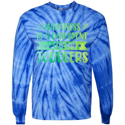 Happiness Is A Day Spent With My Sitter Daycare Gift Tie-Dye Long Sleeve Shirt