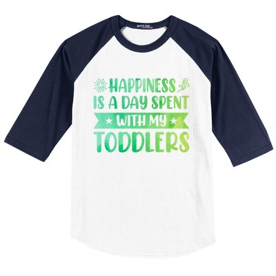 Happiness Is A Day Spent With My Sitter Daycare Gift Baseball Sleeve Shirt