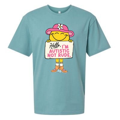 Hello IM Autistic Not Rude Funny Gift Sueded Cloud Jersey T-Shirt