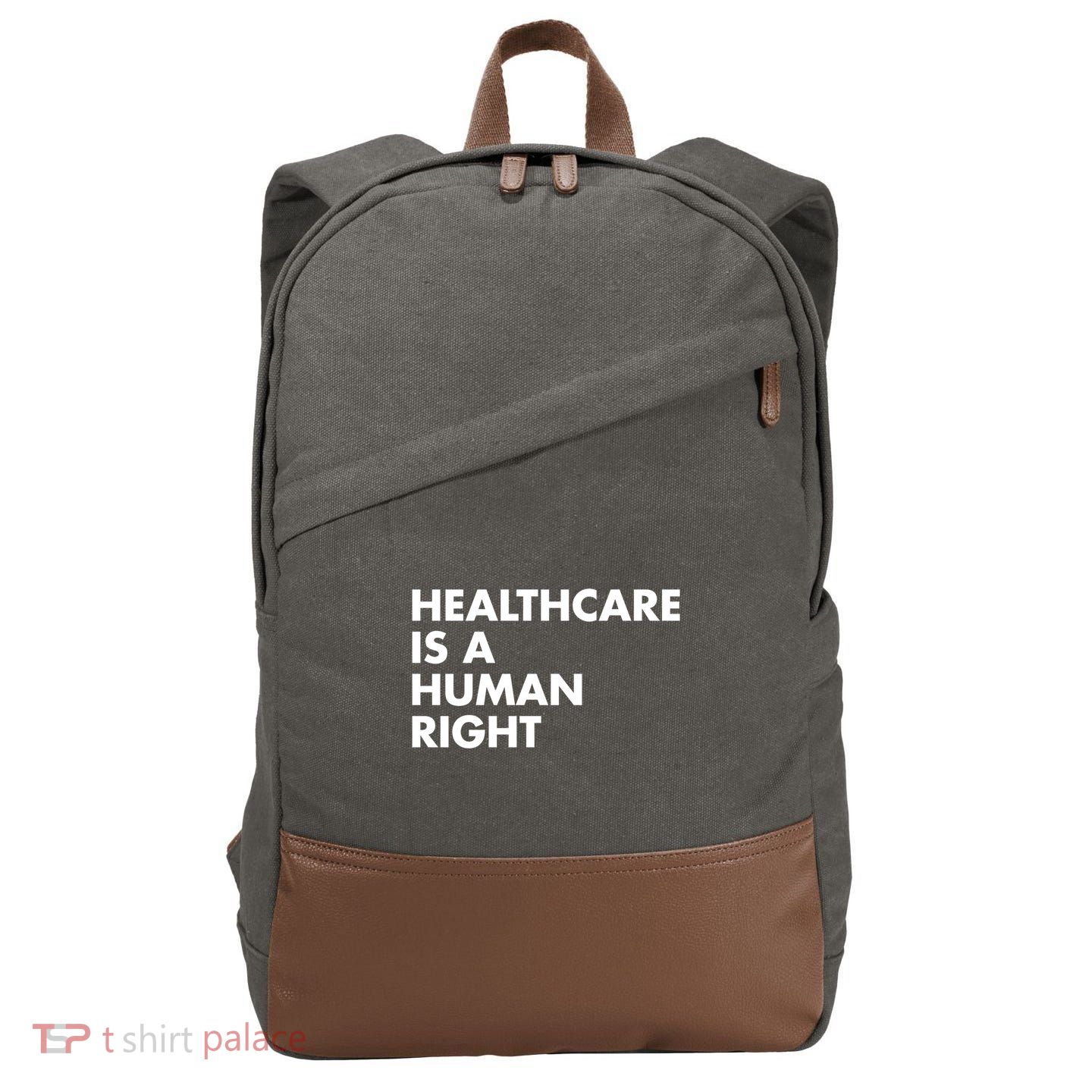 Healthcare Is A Hu Right Gift Cotton Canvas Backpack