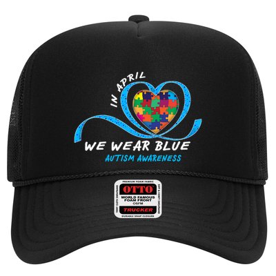 Heart In April We Wear Blue Love Hope Faith Autism Awareness Trucker Hat