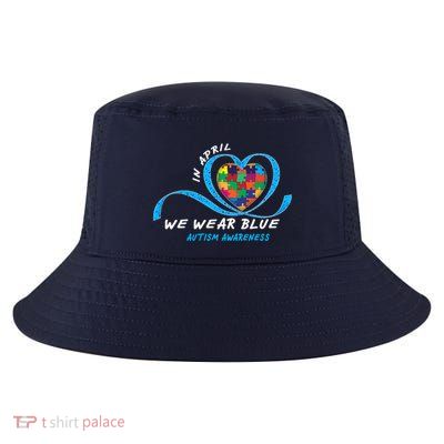 Heart In April We Wear Blue Love Hope Faith Autism Awareness Cool Comfort Performance Bucket Hat