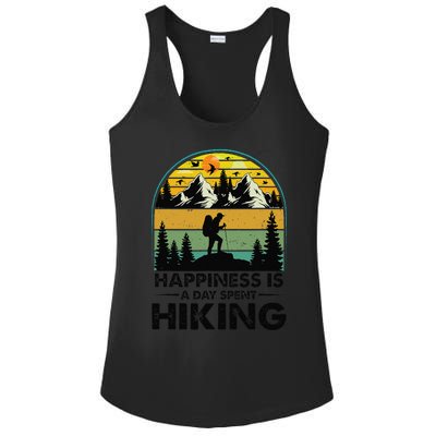 Happiness Is A Day Spent Hiking Hiking Camping Inspirations Ladies PosiCharge Competitor Racerback Tank