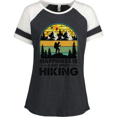 Happiness Is A Day Spent Hiking Hiking Camping Inspirations Enza Ladies Jersey Colorblock Tee