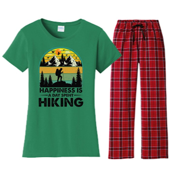 Happiness Is A Day Spent Hiking Hiking Camping Inspirations Women's Flannel Pajama Set