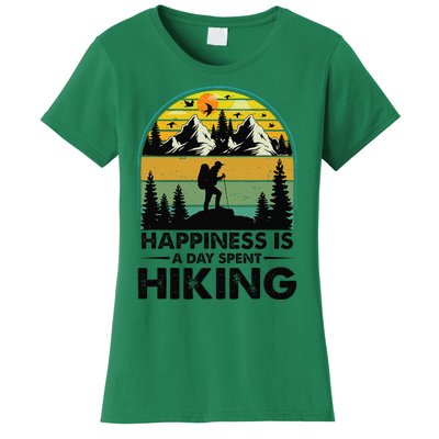 Happiness Is A Day Spent Hiking Hiking Camping Inspirations Women's T-Shirt