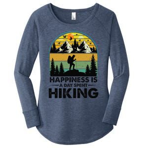 Happiness Is A Day Spent Hiking Hiking Camping Inspirations Women's Perfect Tri Tunic Long Sleeve Shirt