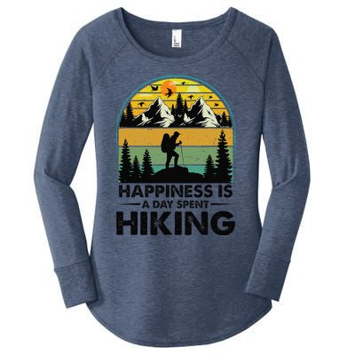 Happiness Is A Day Spent Hiking Hiking Camping Inspirations Women's Perfect Tri Tunic Long Sleeve Shirt