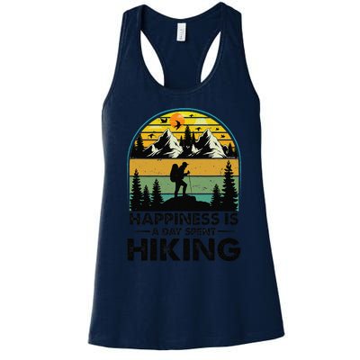 Happiness Is A Day Spent Hiking Hiking Camping Inspirations Women's Racerback Tank