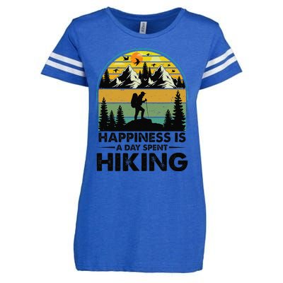 Happiness Is A Day Spent Hiking Hiking Camping Inspirations Enza Ladies Jersey Football T-Shirt