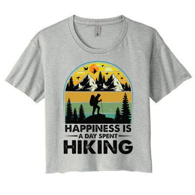 Happiness Is A Day Spent Hiking Hiking Camping Inspirations Women's Crop Top Tee