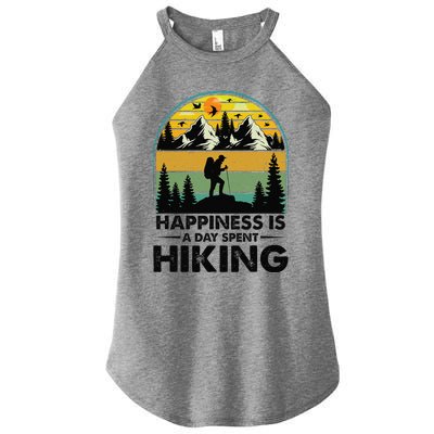 Happiness Is A Day Spent Hiking Hiking Camping Inspirations Women's Perfect Tri Rocker Tank