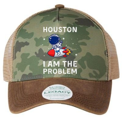 Houston I Am The Problem Funny Astronaut Rocket Space Legacy Tie Dye Trucker Hat