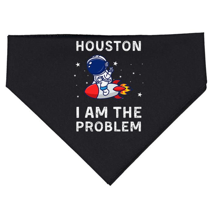 Houston I Am The Problem Funny Astronaut Rocket Space USA-Made Doggie Bandana