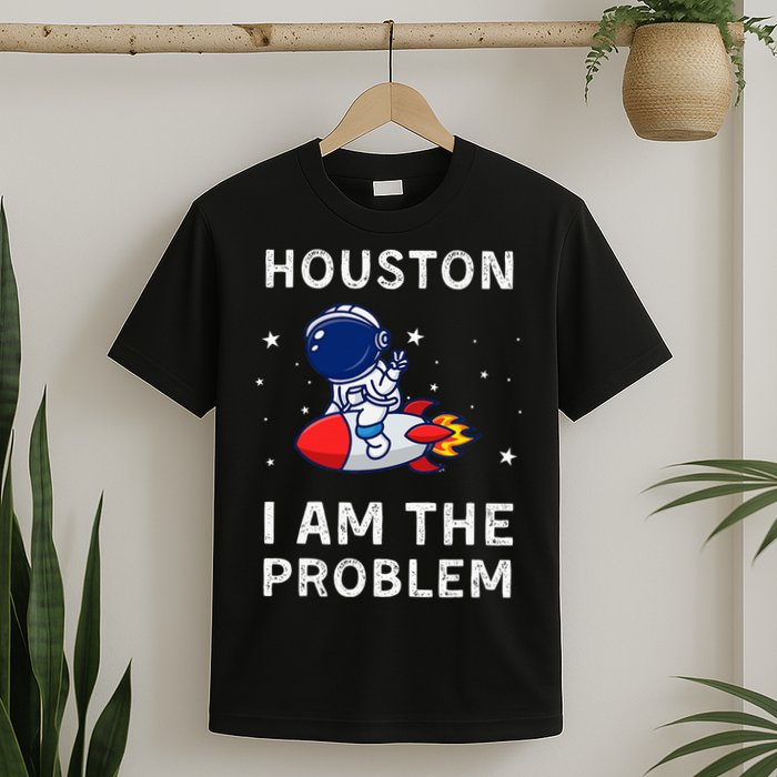 Houston I Am The Problem Funny Astronaut Rocket Space T-Shirt