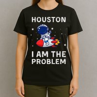 Houston I Am The Problem Funny Astronaut Rocket Space T-Shirt