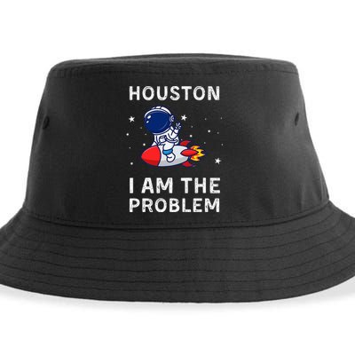 Houston I Am The Problem Funny Astronaut Rocket Space Sustainable Bucket Hat