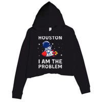 Houston I Am The Problem Funny Astronaut Rocket Space Crop Fleece Hoodie