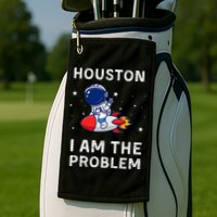 Houston I Am The Problem Funny Astronaut Rocket Space Golf Towel