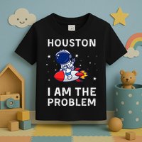 Houston I Am The Problem Funny Astronaut Rocket Space Toddler T-Shirt