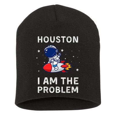 Houston I Am The Problem Funny Astronaut Rocket Space Short Acrylic Beanie
