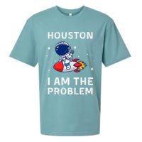 Houston I Am The Problem Funny Astronaut Rocket Space Sueded Cloud Jersey T-Shirt