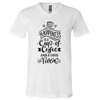 Happiness Is A Cup Of Coffee And A Good Book T V-Neck T-Shirt