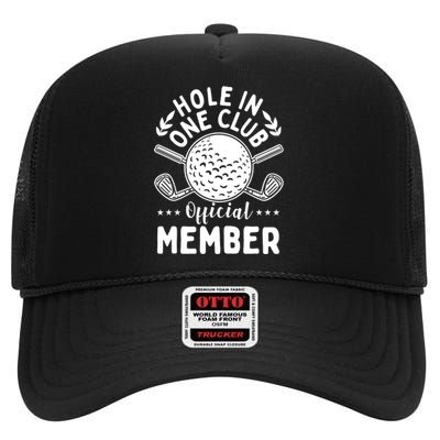 Hole In A Golf Club Hole In One Funny Golfer High Crown Mesh Back Trucker Hat