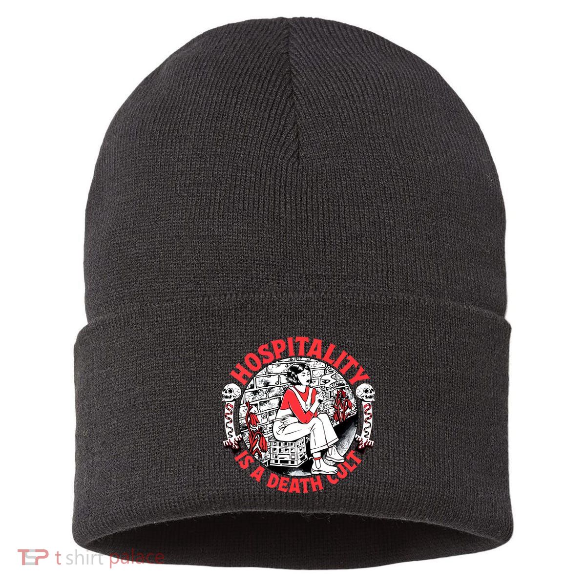Hospitality Is A Death Cult Sustainable Knit Beanie